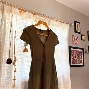 Forever 21 Olive Dress with Brown Buttons